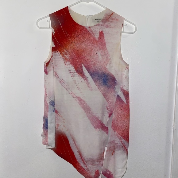 Aritzia Babaton Sleeveless Abstract Blouse with Tie size XXS - Picture 2 of 7